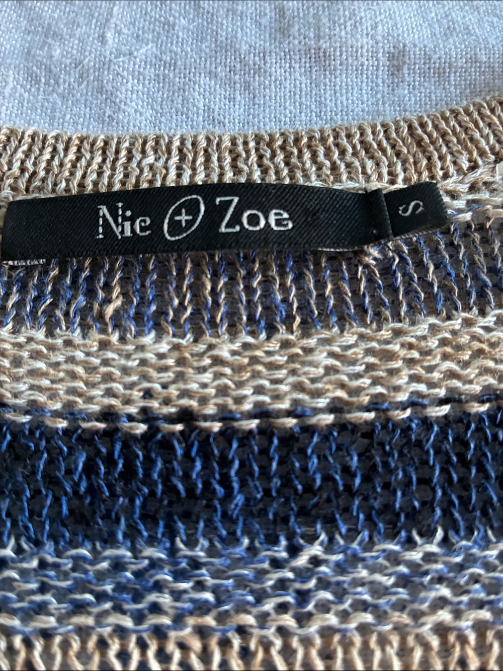 NIC+ZOE Striped Tie-Front Cardigan in Blue and Cream - Picture 2 of 3